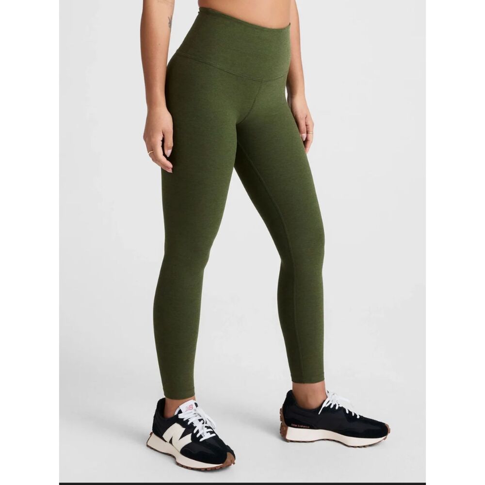 Beyond Yoga SPACEDYE CAUGHT IN THE MIDI HIGH WAISTED LEGGING GREEN HEATHER XL